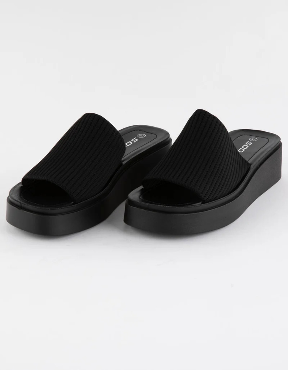 SODA Womens Platform Slide Sandals comfort- BLACK